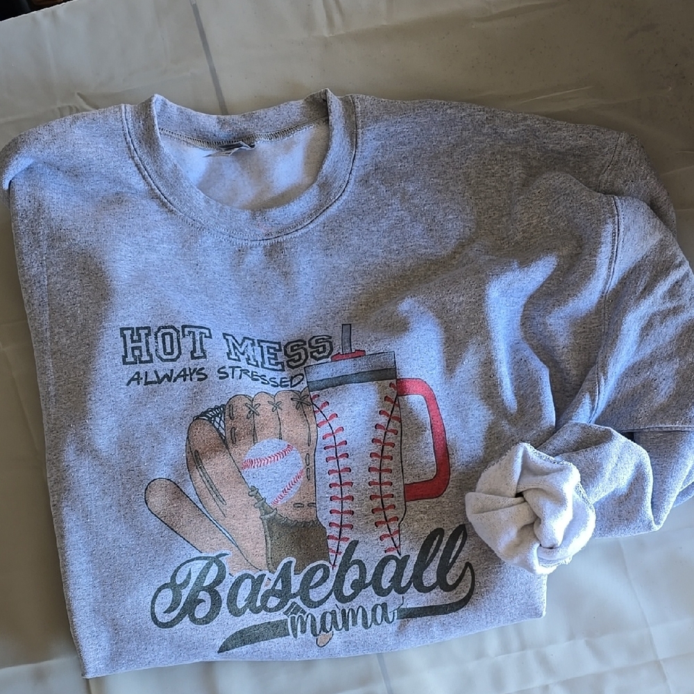 Gray Baseball Mama Sweatshirt